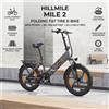 HillMilES Bicicletta Elettrica Hillmiles Mile2 con Motore da 250W, Freno Idraulico, Batteria 36V13AH, Pneumatici Fat da 20*3.0 Pollici per Fuoristrada