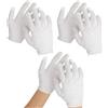 AHQiZFX 3 paia di guanti in cotone - Bianco per mani asciutte, idratante, eczema cosmetico, controllo del piacere delle mani e dei gioielli - Tessuto traspirante elasticizzato lavabile - L
