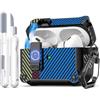 R-fun Compatibile con AirPods Pro 2 generazione (coperchio pop-up auto) con kit di pulizia, per Airpods Pro 2/1 gen (2023/2022/2019), per custodia Airpods Pro (USB-C/Lightning),CF Blu