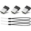 Vansuny Chiavetta USB 2.0 16GB, 3 Pezzi Mini Pendrive Memory Stick, Chiavi USB Portatili con Cordino, Unità Flash per PC Computer Portatile, Console di Gioco, Smart TV, Nero