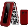 artfone F20 Rosso - Telefono Cellulare per Anziani丨GSM Flip Telefoni Cellulari con Tasti Grandi丨2.4 Display丨Funzione SOS丨Volume Alto丨Doppia SIM丨Batteria da 1300 mAh丨Funzione di orario丨Torcia丨Radio