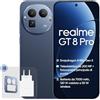 realme GT 8 Pro, 16+512 GB, Snapdragon 8850, Fotocamera Telephoto 200MP, 50MP IMX906 OIS, Display 6,78 2K 144Hz, Batteria 7000mAh, Ricarica Wireless 50W, IP69, Blu, Adattatore Incluso
