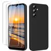 YXKJ - Cover per Samsung Galaxy A37 5G con 2 Pezzi Vetro Temperato, Custodia Silicone Liquido con Morbida Microfibra, [Tocco Setoso] [Antiurto] [AntiGraffio] - Nero