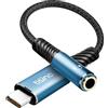 Tisino Adattatore da USB C a jack per cuffie TRS da 3,5 mm (0,2 m), cavo da USB C a AUX femmina da 384 kHz/32 bit per iPhone 16/15, Samsung S20/S20 Ultra, Pixel 4/+ 4XL e altri dispositivi di tipo C