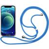 PuYu Zhe Cover Trasparente con Cordino compatibile con Samsung Galaxy A20/A30/M10S Custodia, Case in Clear Silicone,Necklace Regolabile Cellulare Custodia Collana-Cielo blu