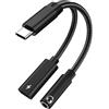 Geekria Adattatore caricatore audio da USB-C a jack 3,5 mm, ricarica rapida PD 60W, cavo audio digitale USB-C DAC compatibile con Samsung Galaxy S23