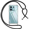 Pnakqil Cover per Xiaomi Redmi Note 13 5G con Cordino, Trasparente Custodia con Laccio Tracolla Cellulare Girocollo Collana Protettiva per Redmi Note 13 5G 6.67, Nero