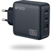 UNICO Caricatore USB C 100 W, ricarica rapida multi-dispositivo con 3 porte, compatibile con Samsung Galaxy S25/S24/S23, iPhone 17 Pro MAX Air/16/15/14/13, MacBook Pro/Air, iPad e Steam Deck