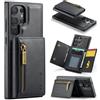 Mxinxiu Custodia a portafoglio 2 in 1 per iPhone 11, custodia in pelle opaca con cerniera, design con fibbia staccabile - Nero