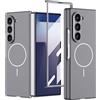 COQUE Custodia per Samsung Galaxy Z Fold 7,Custodia per cellulare 2 in 1 con pellicola protettiva integrata e anello magnetico invisibile, cover ultra sottile per Samsung Galaxy Z Fold 7-Grigio