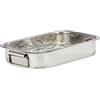 Relaxdays Teglia da Forno con Griglia, S, Pirofila in Acciaio Inox, Rostiera, Casseruola, Lavabile in Lavastoviglie, Color Argento
