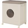 FANTASK Contenitore da 45 l con coperchio, armadio mobile con finestra trasparente, portatile, cesto portabiancheria per casa, biancheria e camera da letto (grigio)