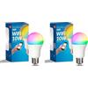 M Ledme - Lampadina LED Smart WiFi A60 10W (Eq. 90 W) presa E27, senza Hub, RGB+CCT, dimmerabile, luce bianca e colorata, compatibile con Alexa e Google Home, LM7141 (Confezione da 2)