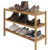 Relaxdays Scaffale per Scarpe in Legno di Noce, 9 Paia, 3 Ripiani, impilabile, 46x69x26 cm, Naturale