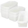 Cetomo Cesti portaoggetti in plastica con manici, scatole portaoggetti, organizzatore con fori, contenitori aperti per scaffali, confezione da 12, bianco (30,5 x 15 x 8,5 cm)
