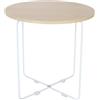 Relaxdays Tavolino Relaxdays, HxLxP: 40 x 40 x 40 cm, Design scandinavo, MDF e Metallo, Rotondo, Naturale/Bianco