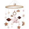SWECOMZE Mobile Baby, Mobile Baby Bed Baby Toy con uncinetto Star Moon Clouds Rosa Baby Mobile per il letto, Legno Mobile Baby Windshield Regalo per la ragazza o il ragazzo