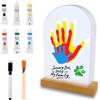Aischens Acrylic paint Aischens Kit Impronte di Mano della Famiglia, 5 Pannelli in Plexiglass con Base in Legno, Kit per Impronte di Mani e Piedi, Cornice con Spazio per 5 Impronte, Ricordo Personalizzato DIY