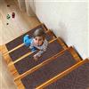 Arthome WALL DECOR Arthome Tappeti per Scale 15 Pezzi 20x76cm per Gradini Legno, Tappetini Antiscivolo Sicurezza per animali domestici, anziani e bambini, Adesivi Antiscivolo per Moquette (Marrone Goffrato)