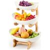 DODUOS Cesto per Frutta 3 Piani Cesto Frutta, Porta Frutta da Tavolo, Portafrutta a Ripiani per La Famiglia, Portafrutta Moderna con Supporto in Bambù Naturale, per Verdura, Frutta