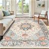 INOVADAY Tappeto 180x270 cm Lavabile in Lavatrice Vintage Antiscivolo Beige/Blu/Arancione
