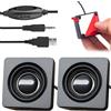 GOEDCH Mini altoparlante USB con controllo del volume: altoparlante stereo compatto per PC, notebook e laptop, nero (USB + 3,5 mm)