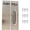 Buaak 2 maniglie per porta a spinta in acciaio inossidabile, resistente, con viti a piastra a pressione, maniglie argentate, per ingresso, bagno, porte tagliafuoco commerciali, armadi, 300 x 80 mm, argento