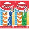 Maped ANIMAL - Set di 2 gomme per la scuola e l'astuccio, gomma compatta per la scuola ad alta capacità di estinta, formato rettangolare, divertente disegno di animali per bambini, materiale