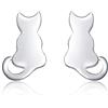 VONALA Orecchini a forma di gatto, in argento Sterling, per donne e bambine, 11.3mm x 6.99mm (0.44 inches x 0.28 inches), Argento Argento sterling, Non pietra preziosa