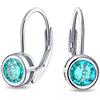 Bling Jewelry Orecchini pendenti a goccia con solitario in argento sterling .925, con zirconi cubici AAA taglio brillante rotondo da .50 ct, simulato acquamarina azzurro acquatico, con chiusura a leva.