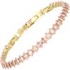 RIZILIA Bracciale Tennis Statement da Donna con Zaffiro Rosa Simulato e CZ Taglio Marquise 3mm Placcato Oro Giallo 14K, Lunghezza 16.5cm + Estensori 1.5/2.5cm fino a 18-19cm, Confezione Regalo