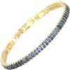 RIZILIA Bracciale Tennis Minimalista Donna con Zaffiro Blu Simulato Zirconi Taglio Princess 2mm Placcato Oro Giallo 14K Regolabile 16,5cm a 19cm Bracciale Statement Elegante per Ogni Occasione