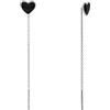 Aka Gioielli® - Orecchini Pendenti a Catenella con Cuore Nero in Argento 925 Rodiato, Orecchini Infilatori Saliscendi Donna e Ragazza