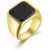 Joliernelle Anello con sigillo da uomo, in acciaio inox, con onice nera, misure da 16 a 28, 64, Metallo, Zirconie sintetico