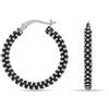 LeCalla 925 Sterling Silver Caviar Hoop Earrings Round Oxidized Metallic Ball Classy Small Hoops Earring for Women - 25mm