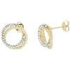 DelPia, Orecchini a Due Cerchi Frontali in Oro 18kt e Argento Sterling 925 con Cristalli Luminosi (10mm)