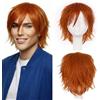 S-noilite Unisex Parrucca Corta Lisci Cosplay Anime Costume Capelli Coda Ondulata Parrucche Complete per Donne Uomini Maschili Halloween Festa in Maschera,Arancione