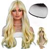Plipdhy Parrucca Bionda Lunga,60cm Parrucca Donna Bionda Ondulato,Parrucca Sintetica per Cosplay,Festa,Uso Quotidiano