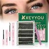 KEYYOU LASH Kit di estensione ciglia per ciglia fai da te 300 pezzi singolo Kit di estensione ciglia 60D80D100D D Curl 8-16MIX riccioli per ciglia con rimozione colla applicatore per principianti (Kit