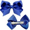 LECTNORE 2 fermagli per capelli con fiocco, 7,6 cm, con clip a becco d'anatra, per bambini, ragazze, donne (blu)