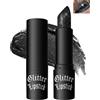 Lestpola Rossetto glitterato con brillantini, rossetto matte, impermeabile, a lunga durata, matte per labbra, trucco da donna, regalo per il giorno del Ringraziamento, colore nero
