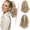 S-noilite Coda Cavallo con Pinza 30cm Ricci Ondulati Naturali Capelli Sintetici Posticci Extension Coda di Cavallo per Donna,Biondo Scuro mix Biondo Decolorato