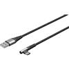goobay 64656 - Cavo USB-A a USB-C con angolo di 90 gradi/caricatore rapido con 60 W e 20 V, spina in metallo con protezione antipiega, 1 m