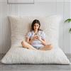 MAXYOYO Enorme poltrona a sacco, pouf-sedia quadrata, grande divano con rivestimento in finta pelliccia e imbottitura soffice per adulti, coppie, ospiti (Cord-Beige, 150x200 cm)