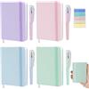 SHILIPAIJC 4 Pezzi Taccuino Tascabile, Quaderno Appunti Piccolo Quaderni a Righe con Penne e Foglietti Adesivi, Block Notes a7 Mini Quaderni Taccuino per Scolastiche Ufficio Diari (192 Pagine)