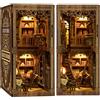 FEIMUOSI Book Nook Miniatura di casa delle bambole - Kit puzzle 3D in legno con luci LED Mini DIY Booknook Miniatura di casa delle bambole per adolescenti, Regalo per Natale o compleanno