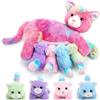 Skylety Peluche Animale del Gatto che Alleva con Gattini di Peluche, Animali di Peluche del Gatto Peluche di Gattino Mamma di Gatto con 4 Gattini per Compleanno Bomboniere(Stile Novità)