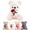LIHIQIYA Orsacchiotto Peluche con Rosa, Regali Nozze Donna, 45CM Orso di Peluche con Rosa Piccolo e Morbido Orsacchiotto, Matrimonio Anniversario Regali di per Donna Bambini Fidanzata Ragazze