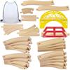 Mirthben Treno in legno Set di Binari, Compatibile con Tutti i Sistemi Ferroviari in Legno, Pacchetto di Espansione da 25 Pezzi di Accessori per Binari, Per bambini dai 3 anni in su