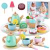 TOSUTO Set da Tè di Legno,Set Tazzine Gioco per Servizio da Tè,Accessori Cucina Bambini Legno,Gioco Ruolo Tea Party Montessori Educativo,Giocattoli in legnos Regalo per Ragazzi Ragazze 3 4 5+ Anni